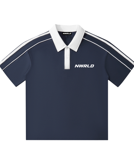 Contrast Collar Short-Sleeve Polo Shirt