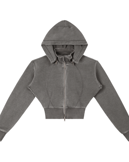 NWRLD 003 / Vintage Washed Cropped Fleece Hoodie