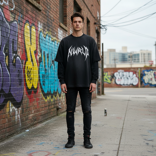 Sunfade Hand-Frayed Faux Two-Piece T-Shirt | Darkmode x Metalmania