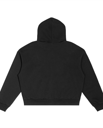 NWRLD 003 / Contrast Plaid Boxy Zip Hoodie