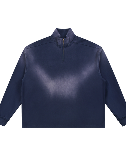 NWRLD 003 / Sun Fade Raw Edge Quarter-Zip Sweatshirt