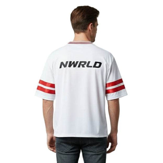 NWRLD ESSENTIALS / Taped Mesh Boxy T-shirt - NWRLD CLOTHING