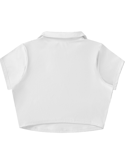 V-Neck Lapel Crop Top