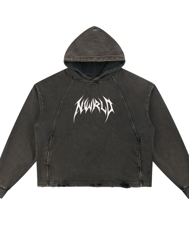 Vintage Washed Frayed-Hem Hoodie