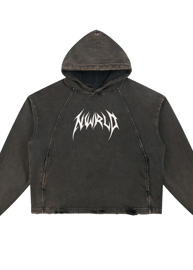 Vintage Washed Frayed-Hem Hoodie