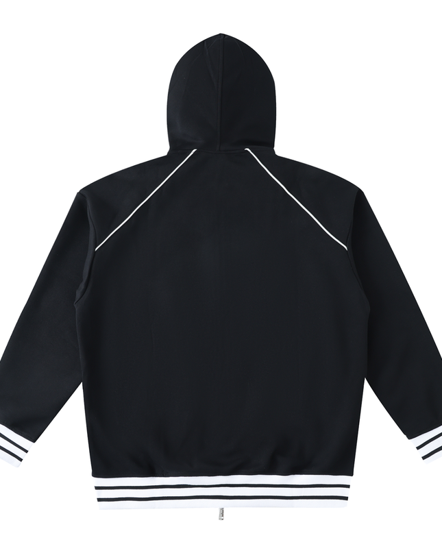 Striped Trim Zip-Up Hoodie