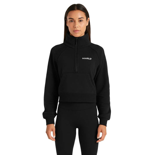 NWRLD ESSENTIALS / Cropped Half-Zip Sweatshirt - NWRLD CLOTHING