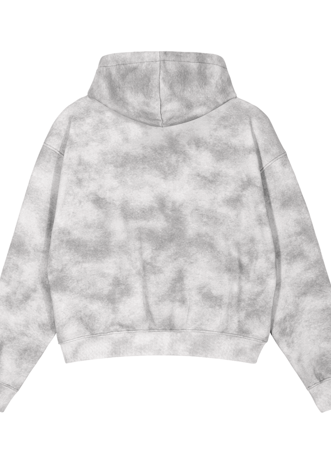 Dirty Washed Boxy Zip-up Fleece Hoodie