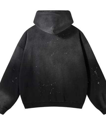 Vintage Washed Frayed Fleece Hoodie