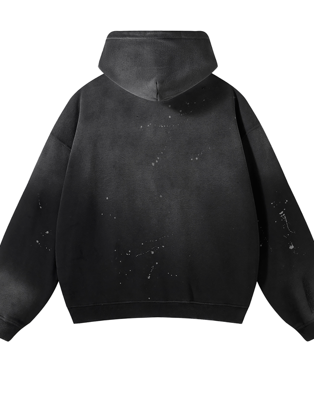 Vintage Washed Frayed Fleece Hoodie