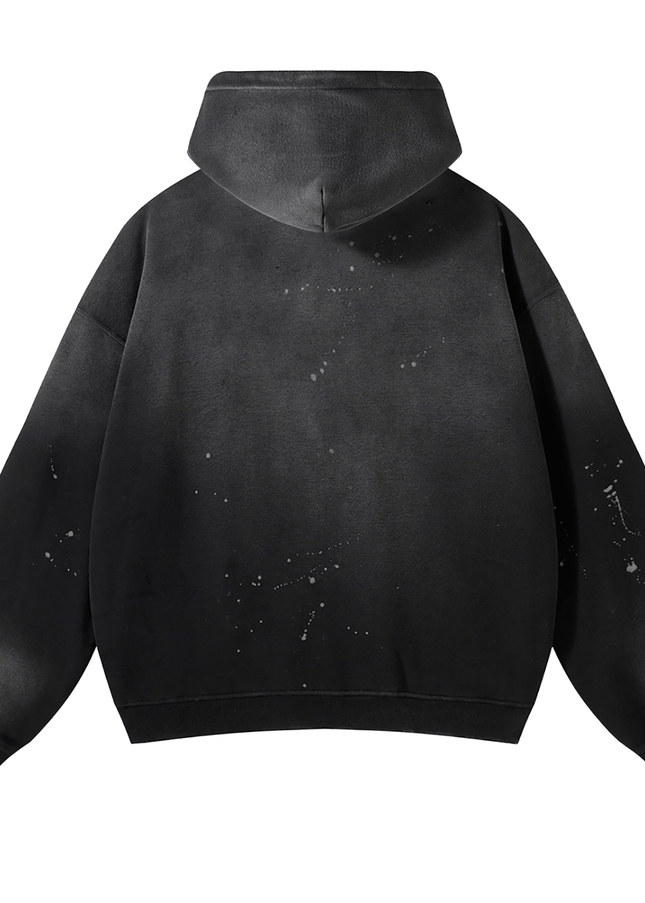 Vintage Washed Frayed Fleece Hoodie