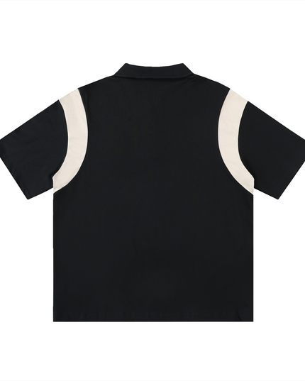 Contrast Panel Cotton Polo Shirt