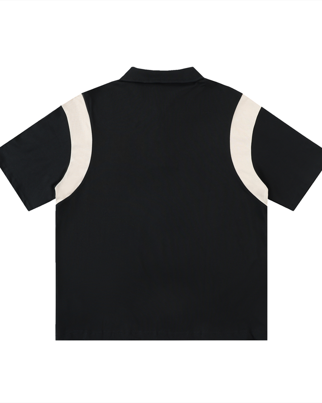 Contrast Panel Cotton Polo Shirt