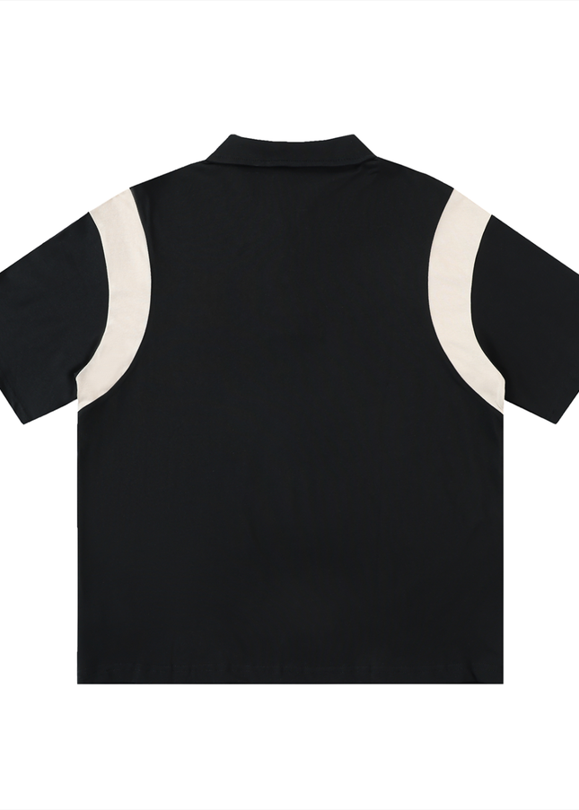 Contrast Panel Cotton Polo Shirt