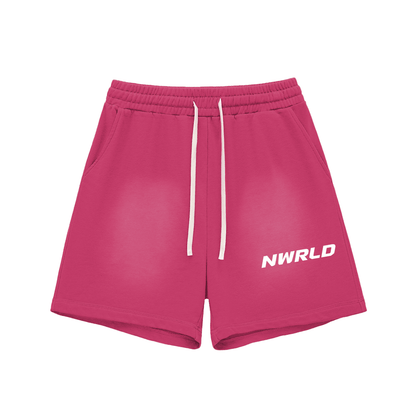 NWRLD ESSENTIALS / Sun Fade Raw Edge Shorts - NWRLD CLOTHING