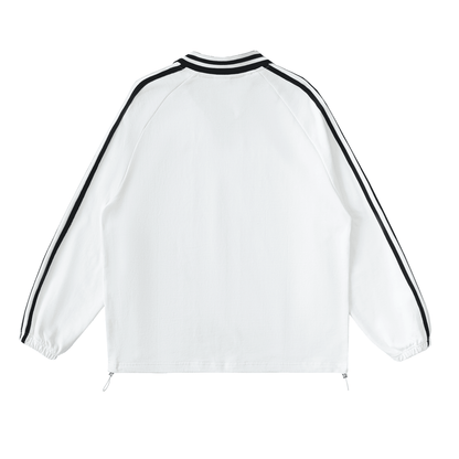 NWRLD ESSENTIALS / Contrast Striped Lapel Collar Sweatshirt - NWRLD CLOTHING