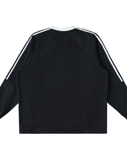 Color-Block V-Neck Long-Sleeve T-Shirt