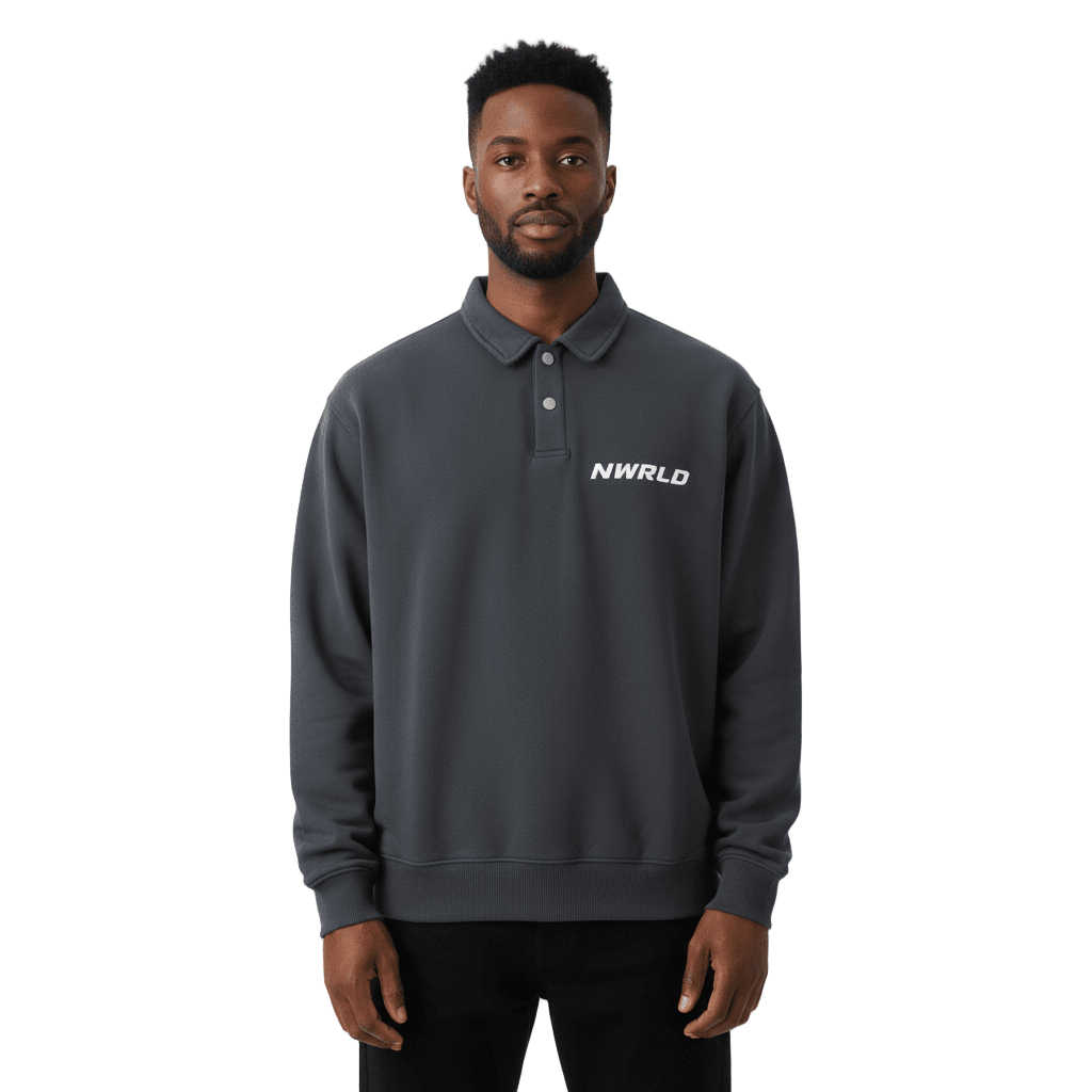 NWRLD ESSENTIALS / Polo-Collar Sweatshirt - NWRLD CLOTHING