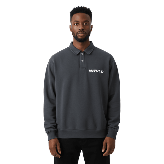 NWRLD ESSENTIALS / Polo-Collar Sweatshirt - NWRLD CLOTHING