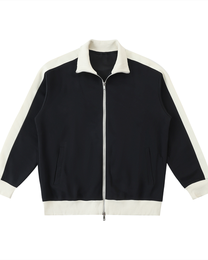 Contrast Trim Stand Collar Jacket