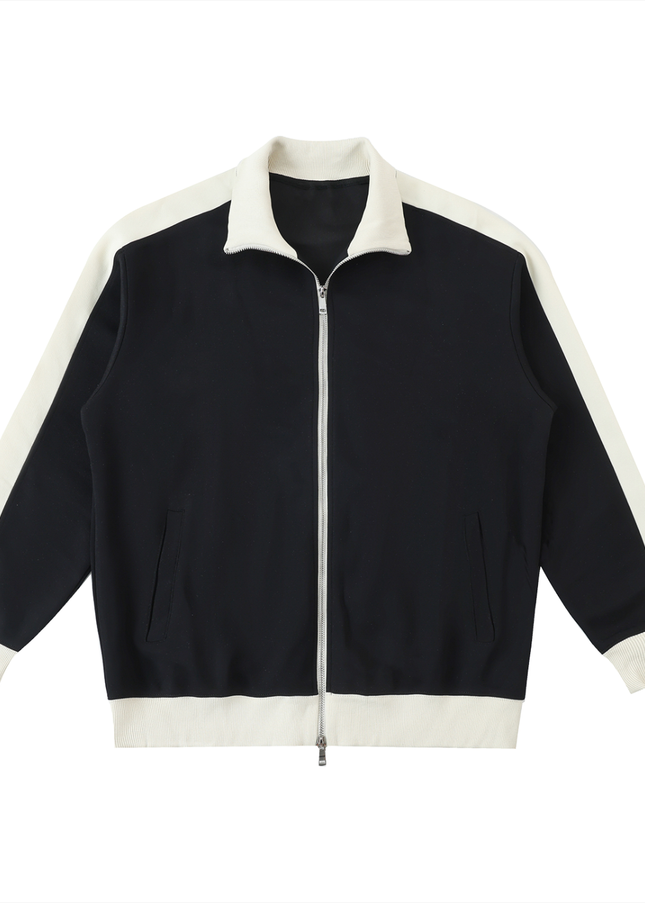 Contrast Trim Stand Collar Jacket