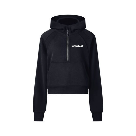 NWRLD ESSENTIALS / Cropped Half-Zip Hoodie - NWRLD CLOTHING