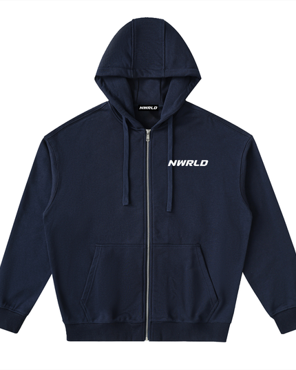 Drop-Shoulder Zip Up Hoodie