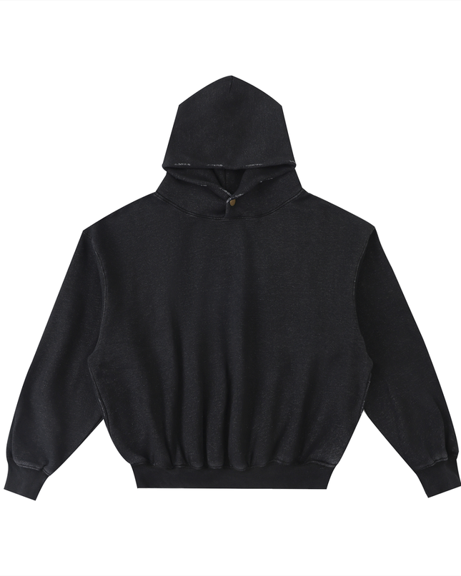 Frayed Enzyme Washed Fleece Hoodie