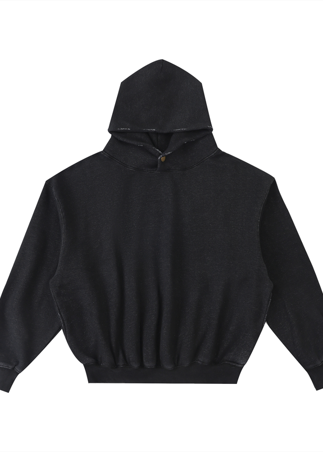 Frayed Enzyme Washed Fleece Hoodie