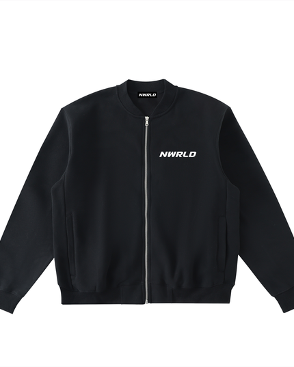 Essential Zip-Up Fleeced Varsity Jacket