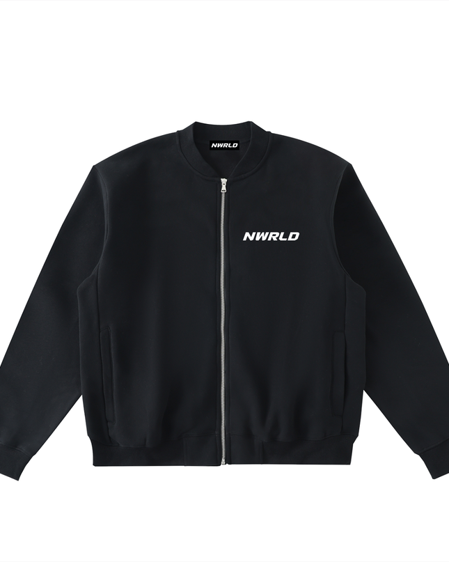 Essential Zip-Up Fleeced Varsity Jacket