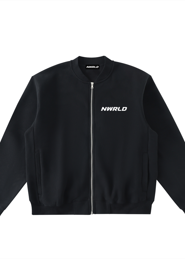 Essential Zip-Up Fleeced Varsity Jacket