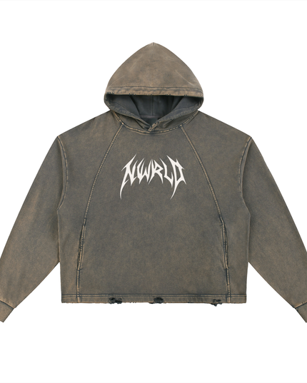 Vintage Washed Frayed-Hem Hoodie