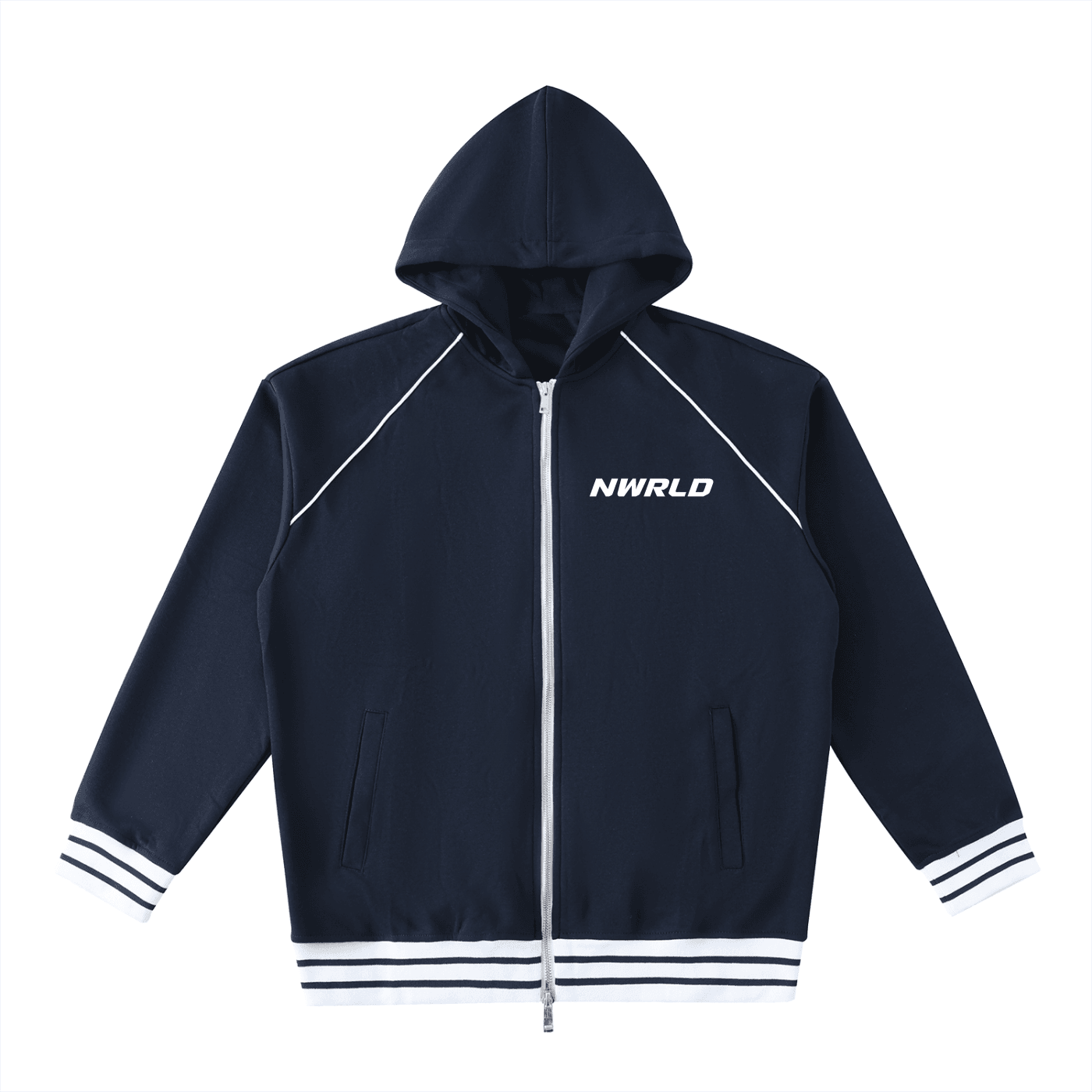 NWRLD ESSENTIAL / Striped Zip-Up Hoodie - NWRLD CLOTHING