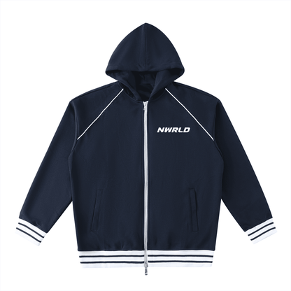 NWRLD ESSENTIAL / Striped Zip-Up Hoodie - NWRLD CLOTHING
