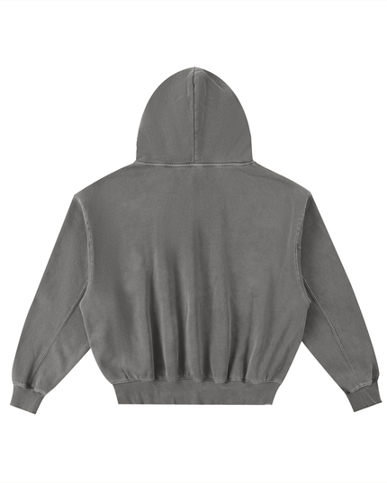 Frayed Enzyme Washed Fleece Hoodie