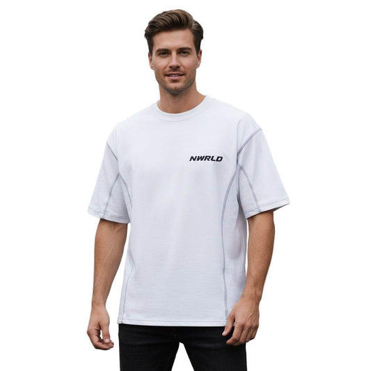 NWRLD ESSENTIALS / Streetwear Contrast-Stitched Cotton T-Shirt - NWRLD CLOTHING