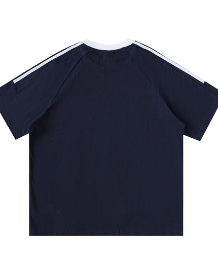 Contrast Tape Crewneck Cotton T-Shirt