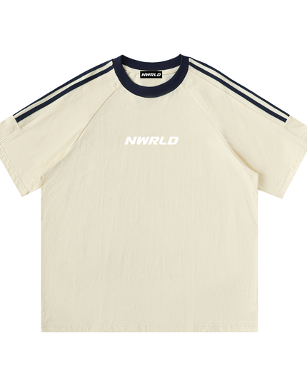 Contrast Tape Crewneck Cotton T-Shirt