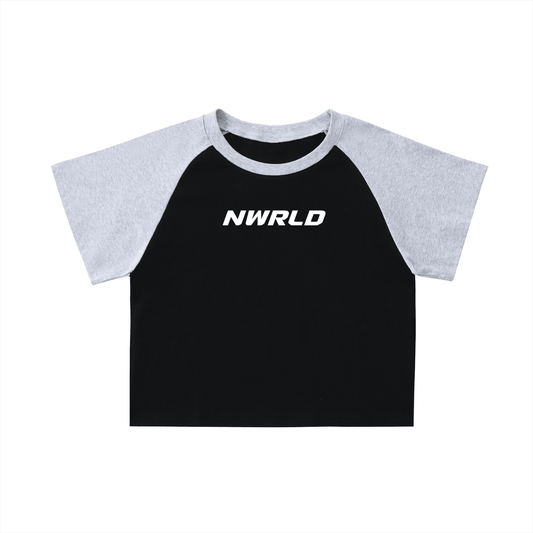 NWRLD ESSENTIALS / Color-Blocked Raglan Sleeve Crop Top - NWRLD CLOTHING