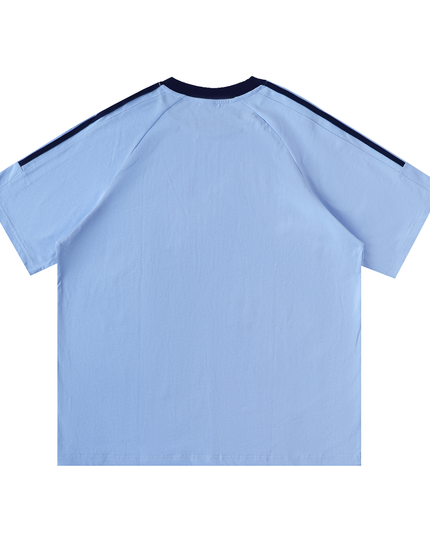 Contrast Tape Crewneck Cotton T-Shirt