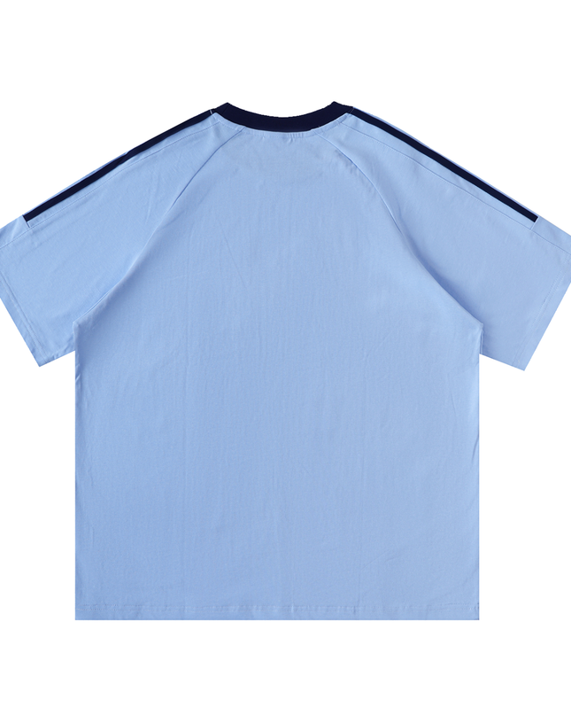 Contrast Tape Crewneck Cotton T-Shirt