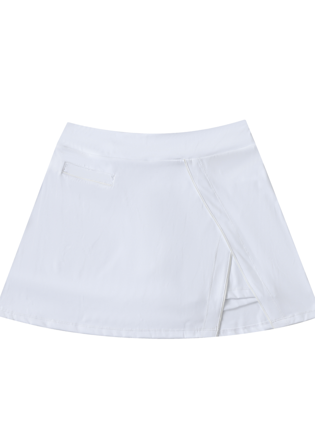 High-Waist Pocketed A-Line Skirt
