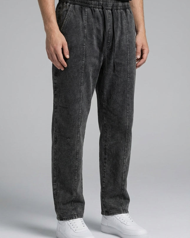 Close-up of the model's lower body wearing Snow Wash Drawstring Cotton Pants