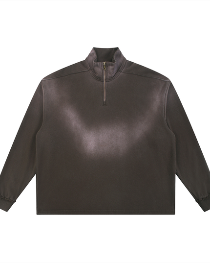 NWRLD 003 / Sun Fade Raw Edge Quarter-Zip Sweatshirt