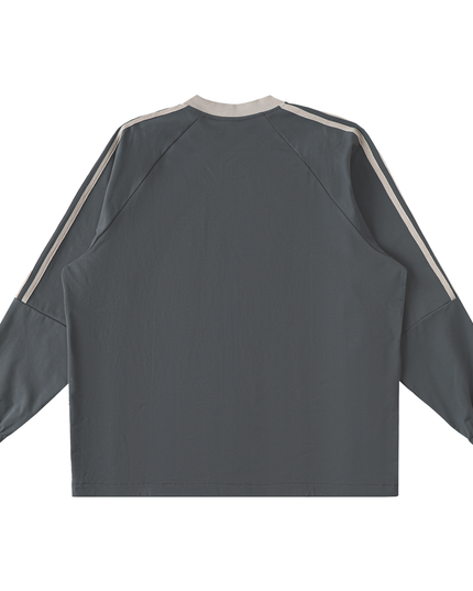 Color-Block V-Neck Long-Sleeve T-Shirt