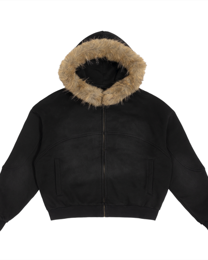 NWRLD 003 | Sun Fade Boxy Fur Zip Hoodie
