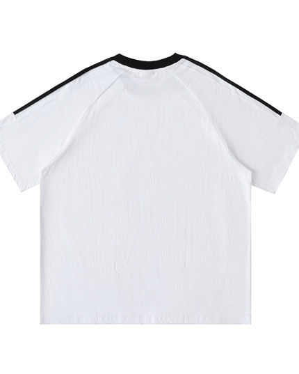 Contrast Tape Crewneck Cotton T-Shirt