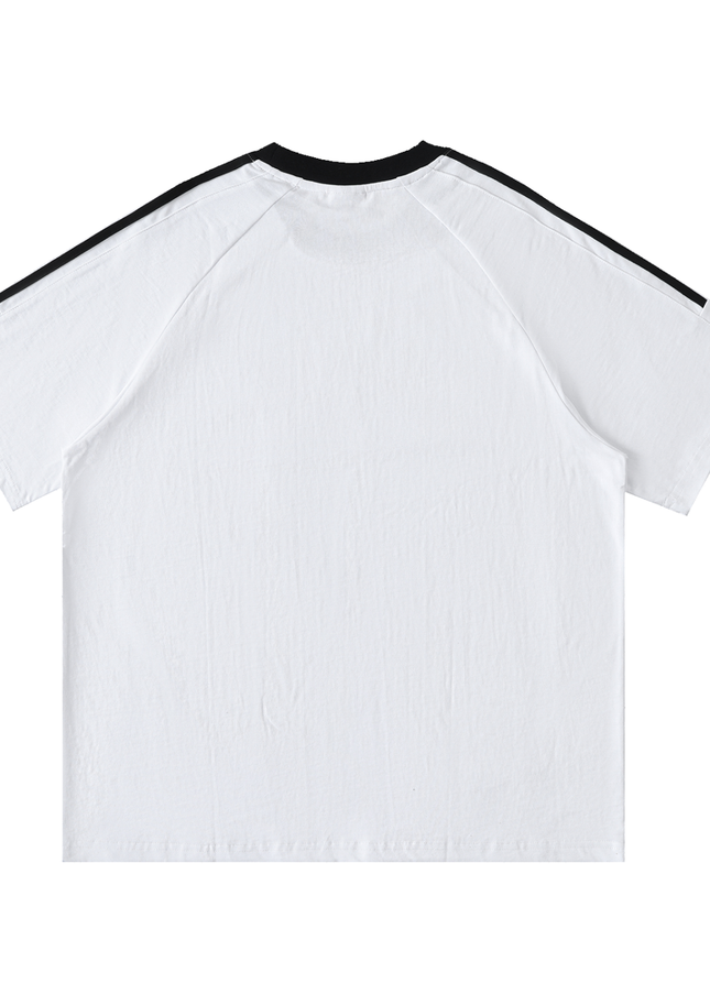Contrast Tape Crewneck Cotton T-Shirt