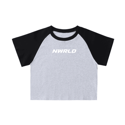 NWRLD ESSENTIALS / Color-Blocked Raglan Sleeve Crop Top - NWRLD CLOTHING